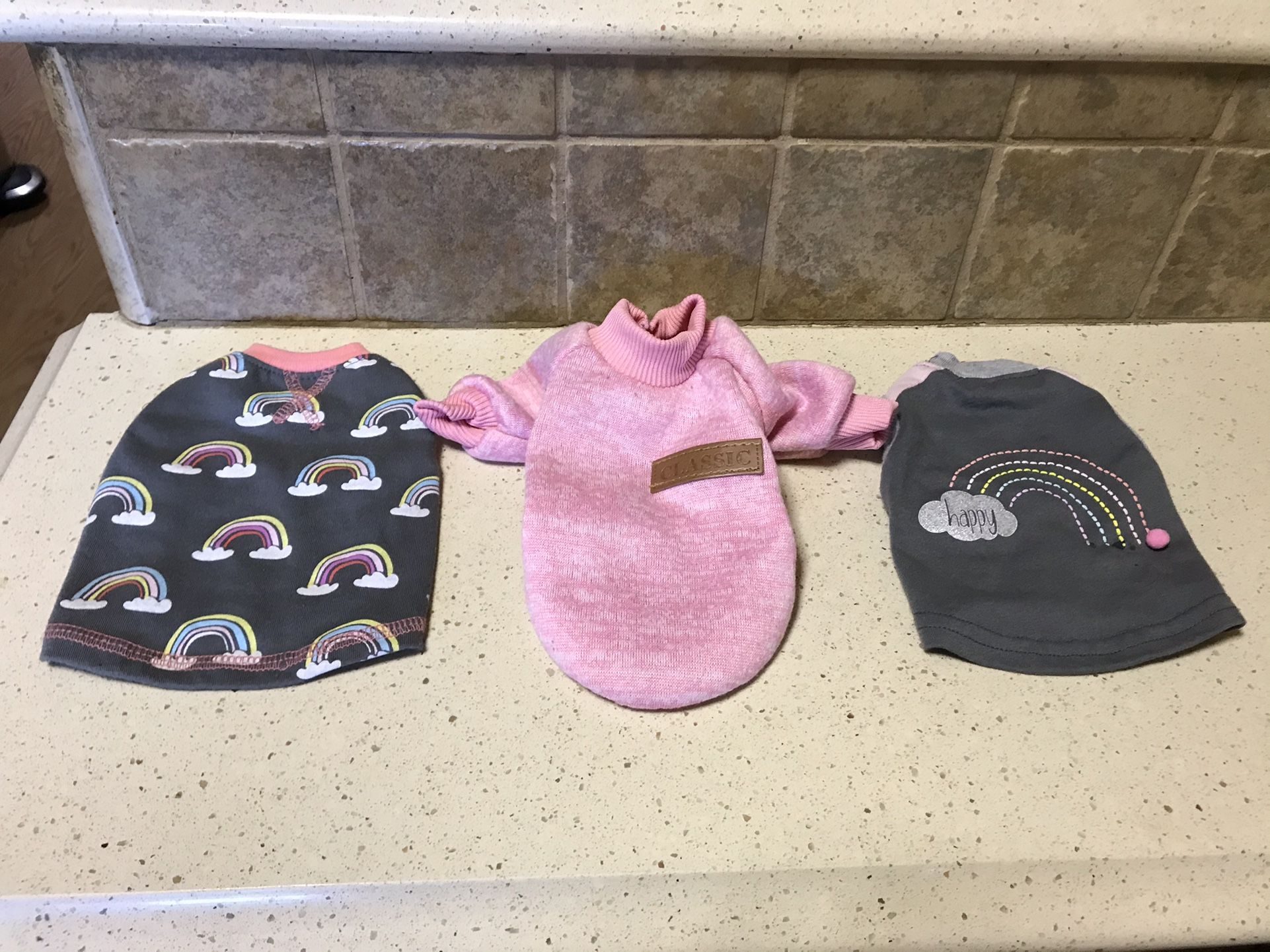 XS Dog Sweater & Two XXS T-Shirts All Three For $5.00
