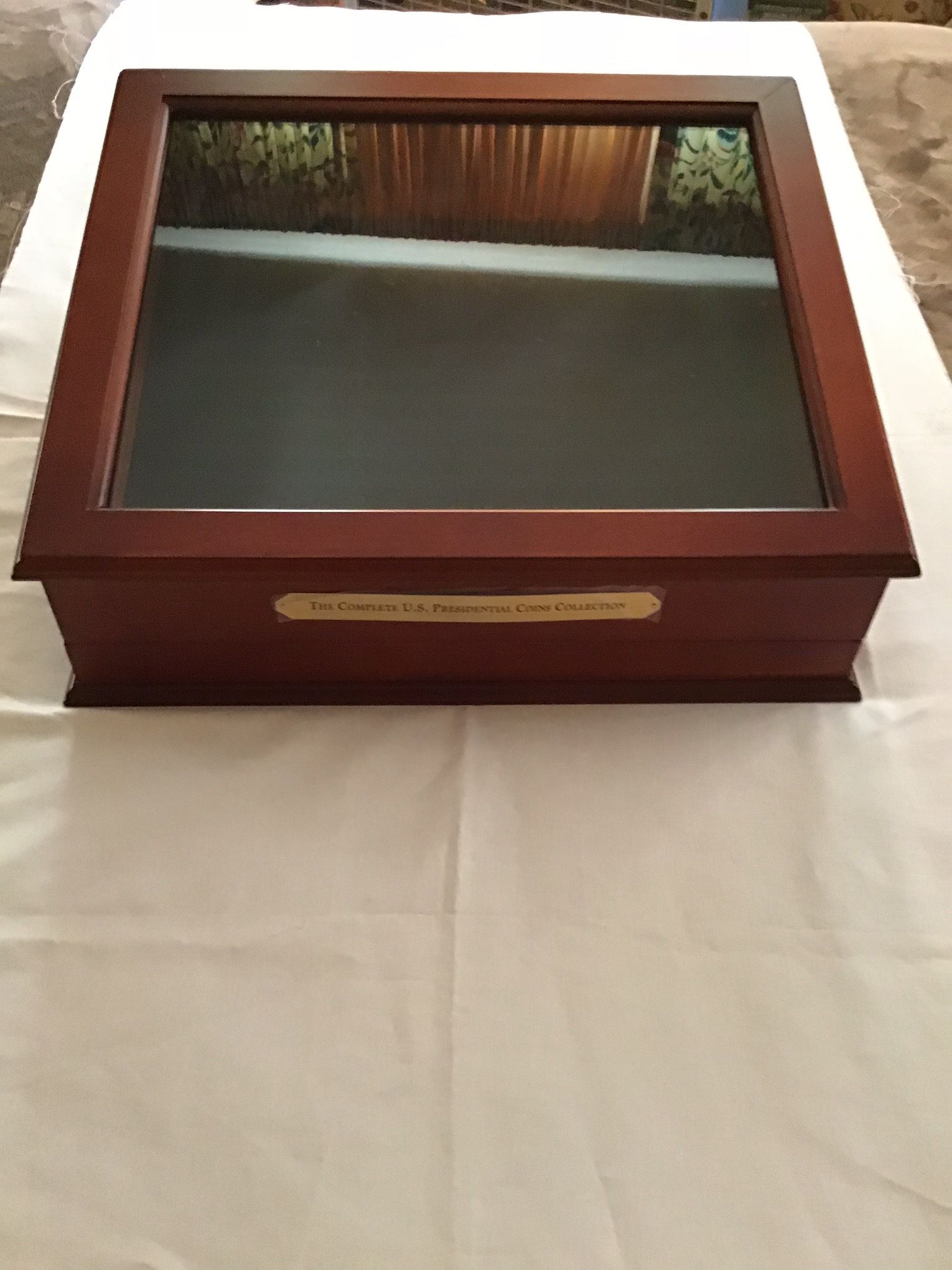 Vintage Coins Collection Wooden Glass Display Case.