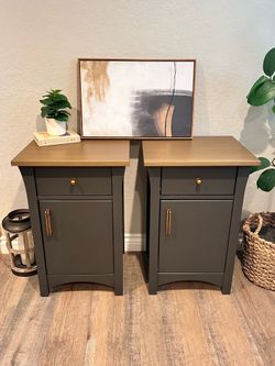 Dark Charcoal-Gray Custom Nightstands•Accent End Tables