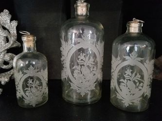 Antique acid etched bottles