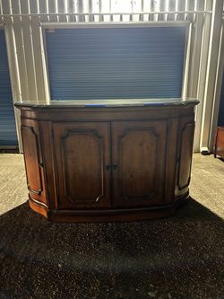 Wood Cabinet Credenza with Glass Top