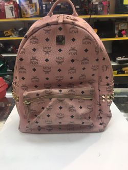 MCM studded backpack pink leather