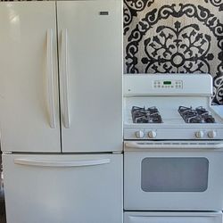 OFF WHITE REFRIGERATOR AND GAS STOVE,  3 MONTHS WARRANTY,  FREE DELIVERY AND INSTALLATION 