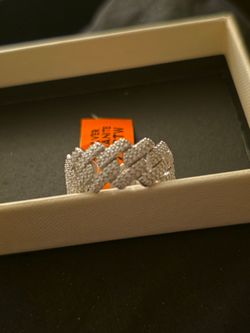 Mens 4.25ct Moissanite Cuban Ring Size 13