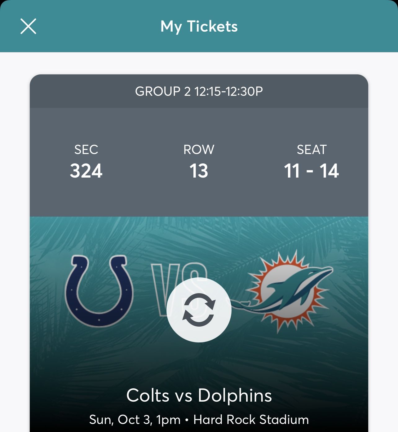 Miami Dolphins 4 Tickets $40each  With Free Parking 