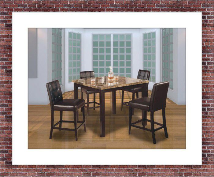 Counter height dining table 4 leather chairs