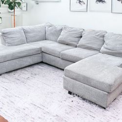 Spacious Light Grey Sectional Couch… Delivery Available