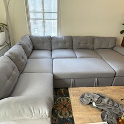 Gray Modular Sectional Sleeper Sofa / Couch