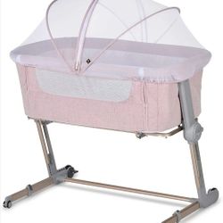 3-in-1 Bedside Sleeper & Portable Bassinet for Newborn, Plum Pink
