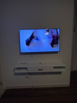 WHITE FLOATING TV STAND WITH DRAWER