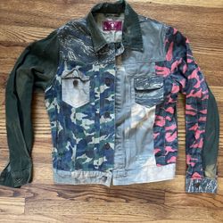 Strivers Row Patchwork Denim Canvas Jacket Biker Streetwear Size S 