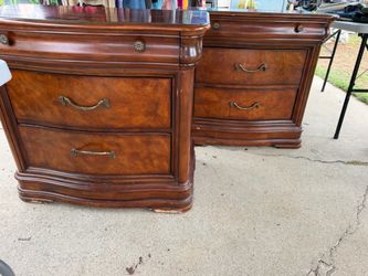2 solid wood brown night stands