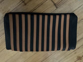 Adorable Brown And Black Gentle Faux Leather Clutch Purse