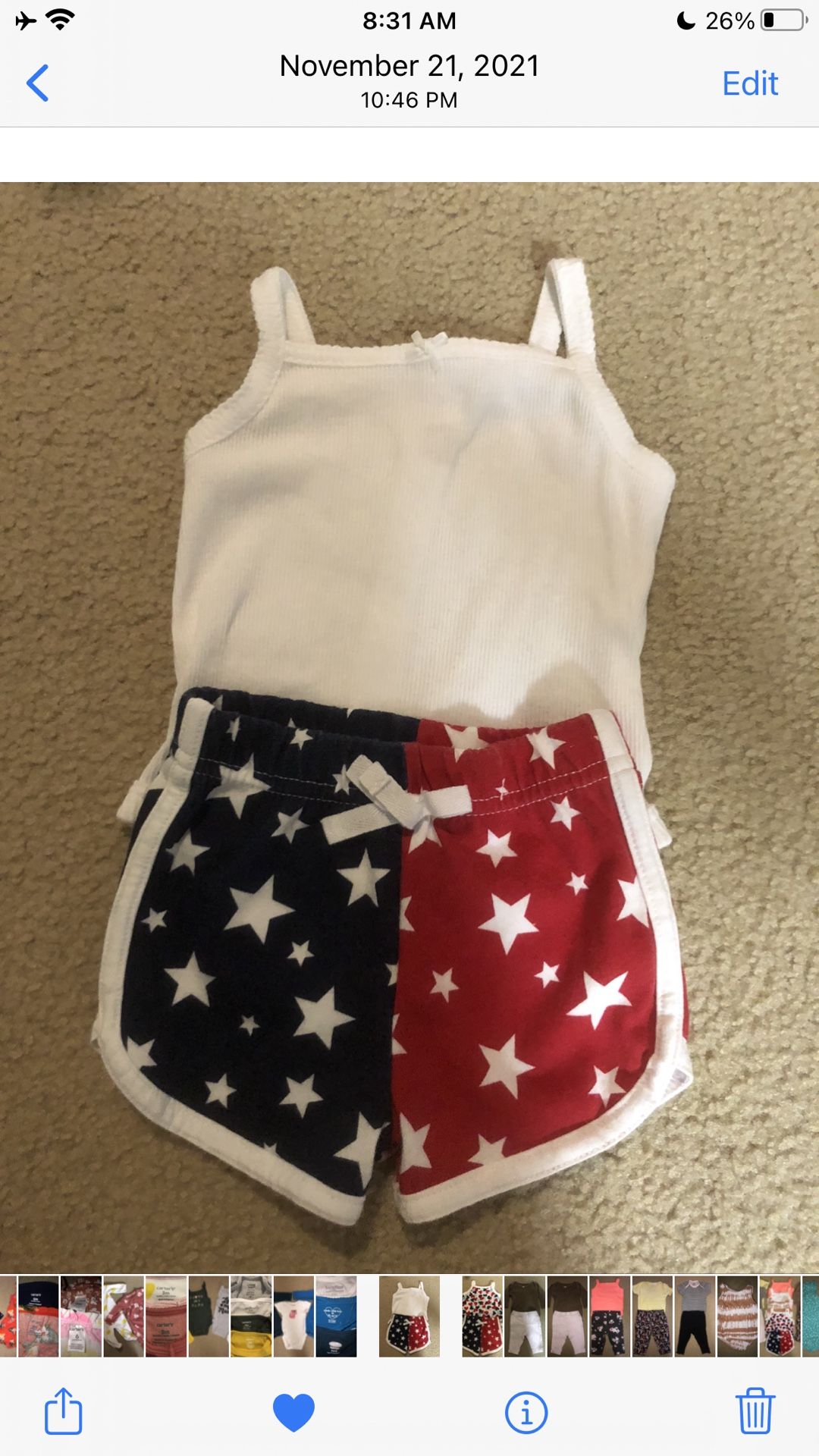 Baby Girl Americana Outfit 3m