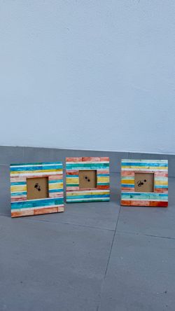 3 Colorful Striped Picture Frames