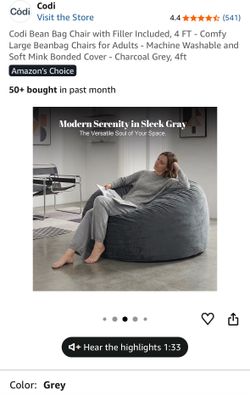 Grey Bean bag chair 4 ft