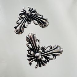 Authentic Large Floral Cross Corner Stick Pin Brooch