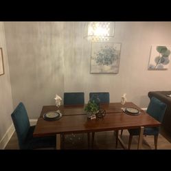 Modern Brown and Silver Wooden Dining Table