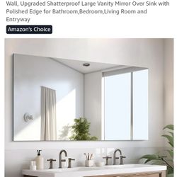 Frameless Mirror, 30x55 Inch Rectangle Bathroom Mirrors for Wall, Upgraded Shatterproof Large Vanity Mirror Over Sink with Polished Edge for Bathroom,