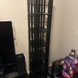 YOWOS Rotating Bookshelf Tower, (360) Black Bamboo.* 6 Tier.