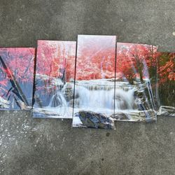 Beautiful Waterfall At Night Painting 