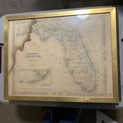 1852 Framed Florida Map