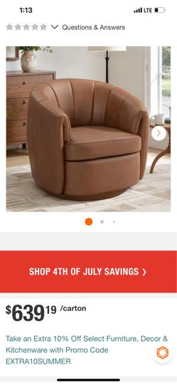 Open box real leather accent chair