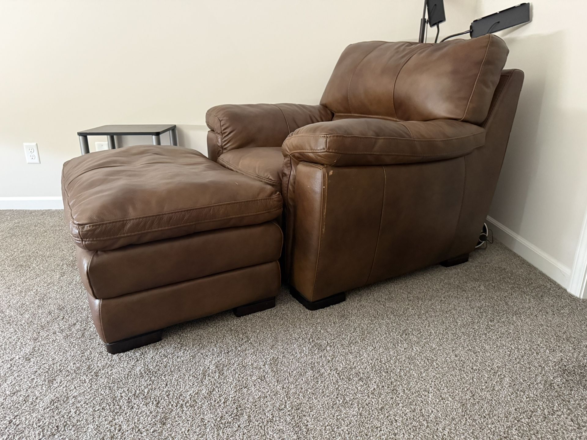 Oversized Leather Chair And Ottoman