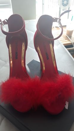 Fashion nova red furry heels