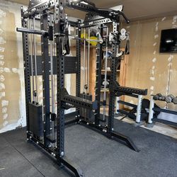 PRO SERIES Ultimate Half Rack Functional Trainer w/Smith Machine Bar | 400lb Stack | Gym Equipment | Fitness | Commercial | Squat Rack