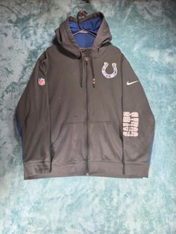 Nike Indianapolis Colts NFL Gray Blue Full Zip Hoodie Fleece Sweatshirt