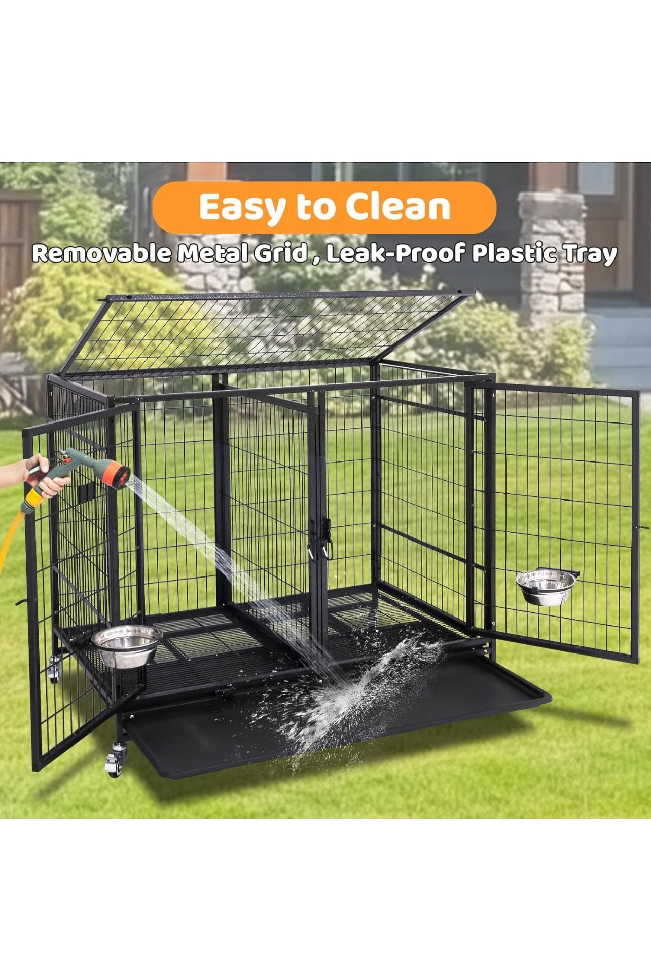 Dog Cage Kennel Size 43 With Divider And Feeding bowls