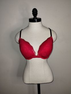 Victoria's Secret Lipstick Red Lace 34DD Dream Angels Push Up Padded Bra EUC