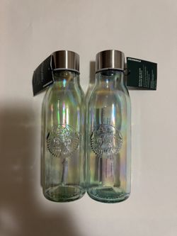 STARBUCKS RECYCLED 2019 IRIDESCENT GLASS WATER BOTTLE. NOT USED. $28.00 EACH. 