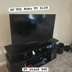 40” TCL Roku TV & stand