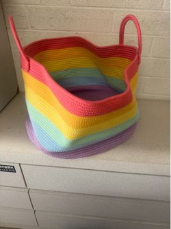 Laundry Basket Woven Fabric  Organizer with Handles, for Storage Bin Car Toy Bins Gift Baskets Bedroom Clothes Hamper