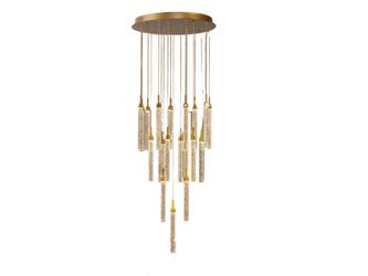NEW! Gold Tone Chandelier with 20 Bubbled Crystal Adjustable Pendants Model #KXP-5003G-20LED