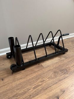 Yaheetech Weight Plate & Barbell Rack (300lb Capacity)
