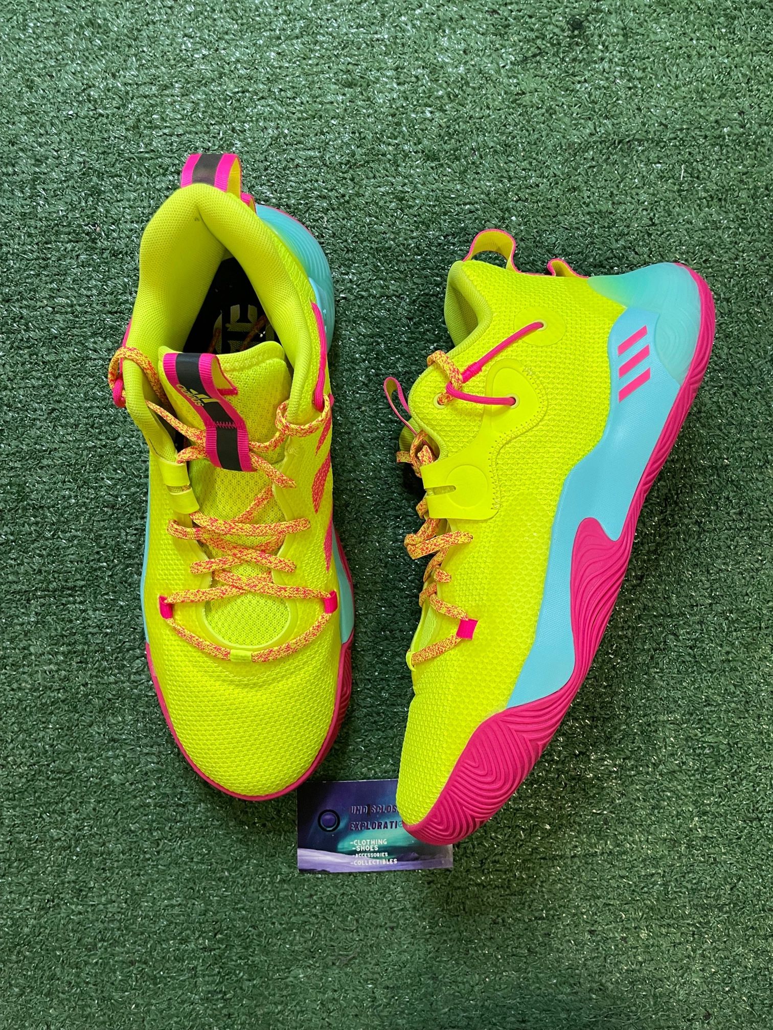 Adidas harden stepback 3 solar yellow shock pink size 11men/12.5women