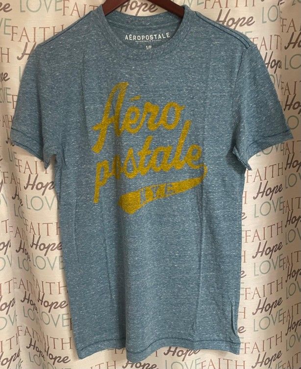 Aeropostal Light Blue Men's T-Shirt, Size S