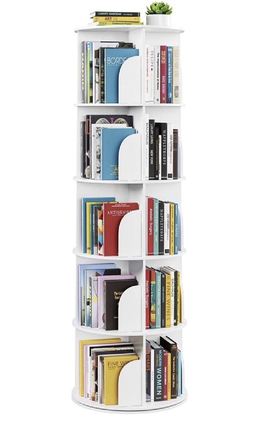 SpaceAid 5 Tier Rotating Bookshelf Tower, Spinning