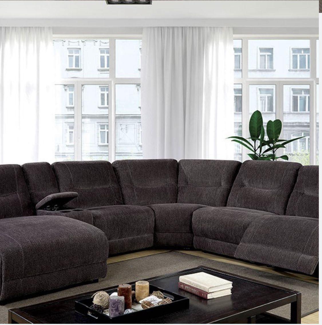 New Gray Chenille Recliner Sectional Couch Only $50 Down Payment