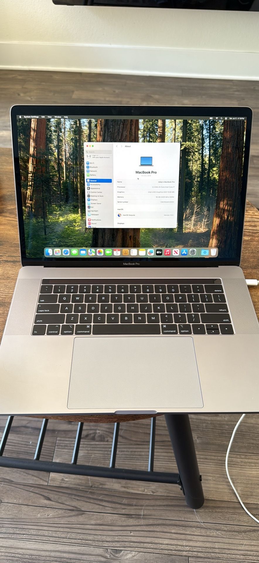 π» 2018 MacBook Pro 15β (A1990) β i7 / 16GB RAM / 256GB SSD β macOS Sequoia