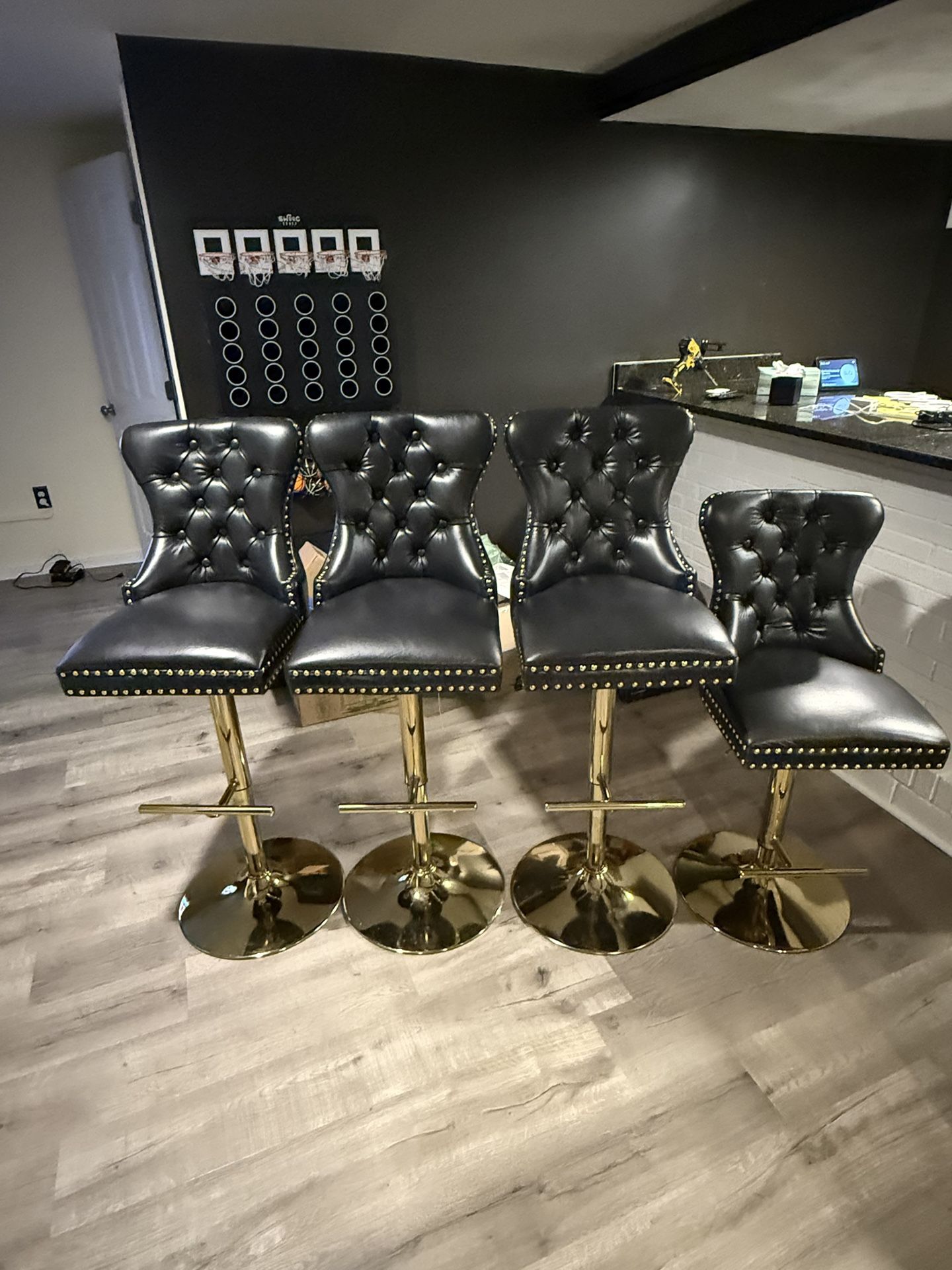 Black And Gold Barstools (Set of 4)