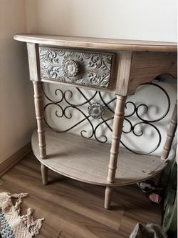 Wooden Console Table with Metal Accents