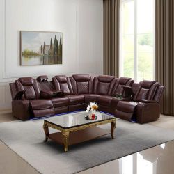 New Reddish Brown Reclining Couch 