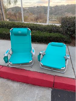 WeJoy Cyan 4 Position Beach Chairs, Set of 2, Brand New, $90