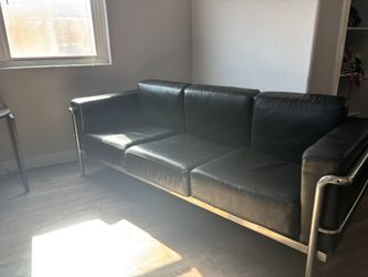 Black With Silver Trim Couch MOVING SALE 100$ OBO
