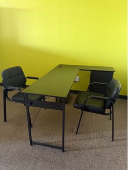 L Shaped Office Desk with Power Outlets, 47 Inch Computer Desk with 3 Drawers, Shelves
