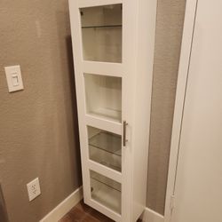 White Cabinet With Glass Doors For Home Vanity Office Display Salon